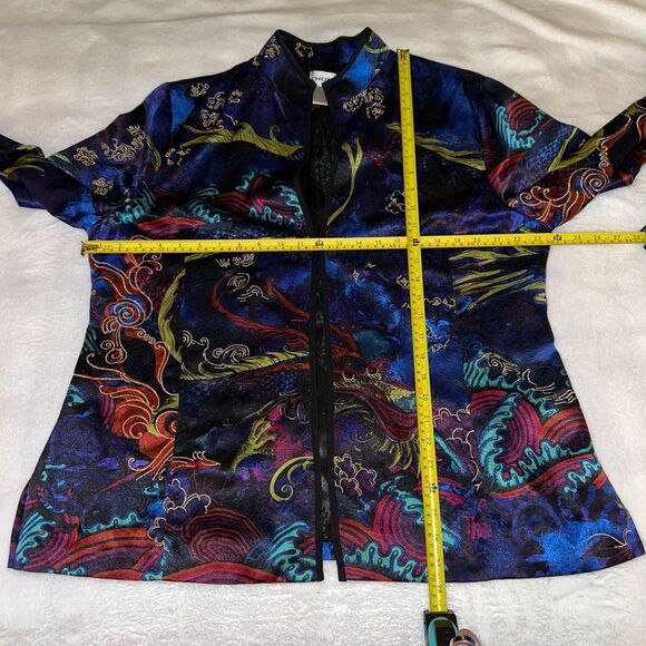 Chicos Size 3 (XL) Silk Women’s Colorful Asian Inspired Blazer Jacket EUC - Picture 7 of 11